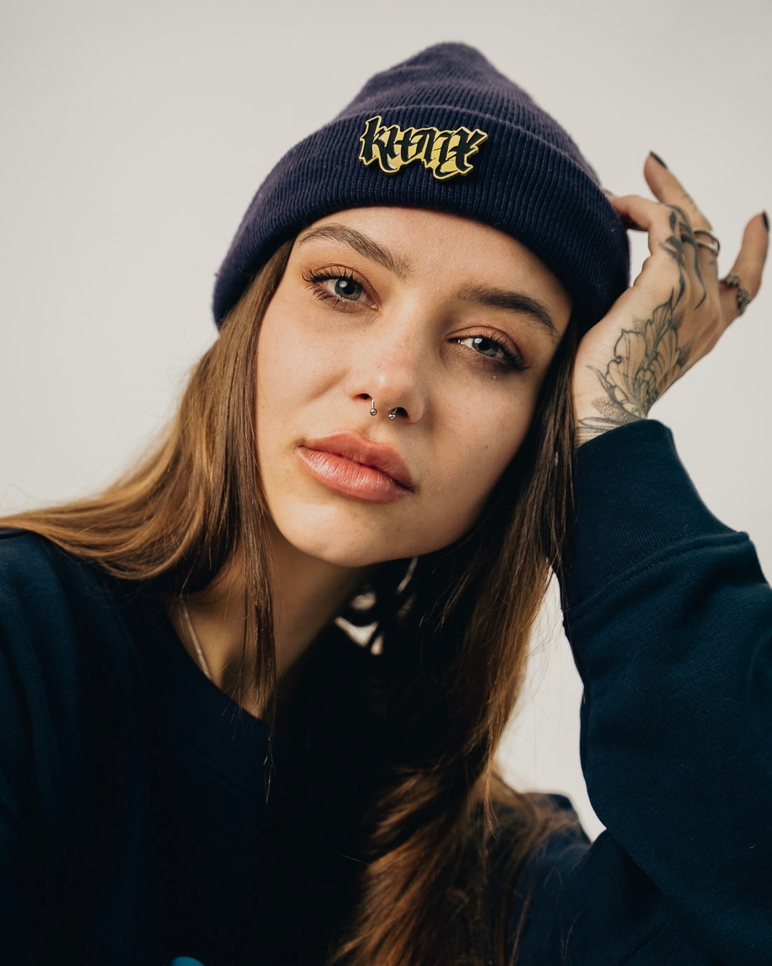Logo Fisherman Beanie Navy Blue