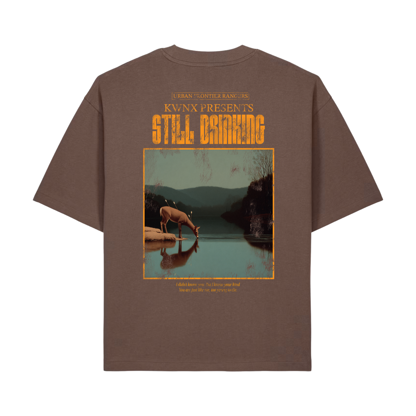 „Still Drinking“ Boxy Shirt Tobacco Brown