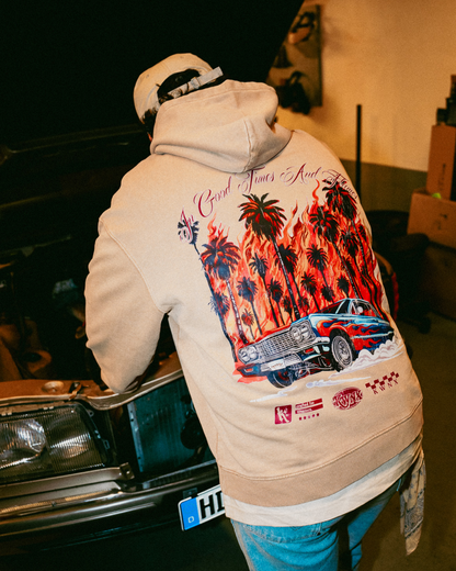 „Flames“ Hoodie Vintage Sand